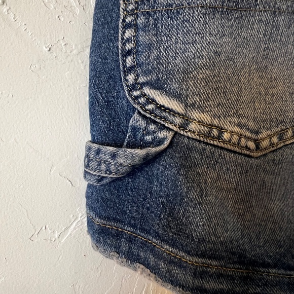 Vintage Lee Carpenter Jean High Rise Dungaree Shorts Size 27 Medium - Picture 4 of 10